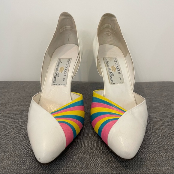 MARY POPPS Vintage 80s Retro Rainbow 3” Pumps - Size 7.5 - Picture 3 of 14